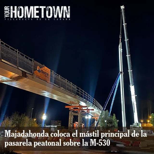 👋 Majadahonda coloca el mástil principal de la pasarela peatonal que cruza la M-503 a la altura de la rotonda Roza Martín.

🎨 Si de verdad quieres saber qué pasa en Villanueva de la Cañada (o en municipios vecinos y que te afecta), suscríbete a la newsletter diaria de información local de YOURHOMETOWN por solo 2,99 €/mes ⬇⬇⬇
https://yourhometown.es/suscribete-informacion-local/

#villanuevadelacañada
#majadahonda 
#rotonda 
#pasarelapeatonal